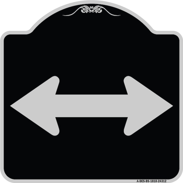 Bidirectional Arrow Black Heavy-Gauge Aluminum Architectural Sign, 18" x 18", BS-1818-24312
